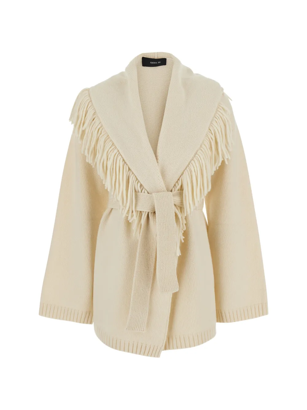 Federica Tosi fringe-trimmed belted cardigan - Nude