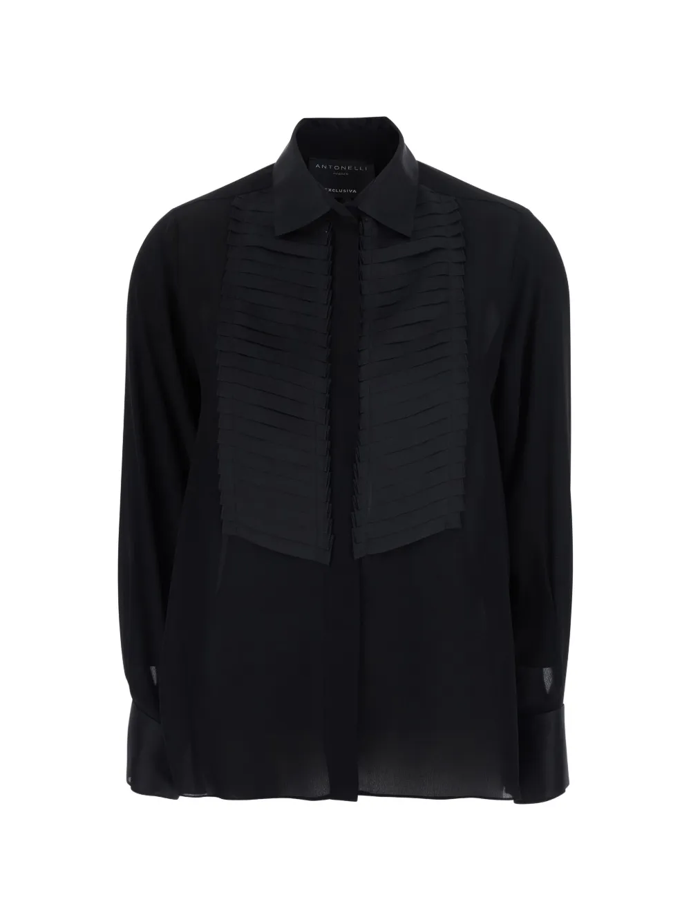 Antonelli Pleated Bib-front Shirt In Black