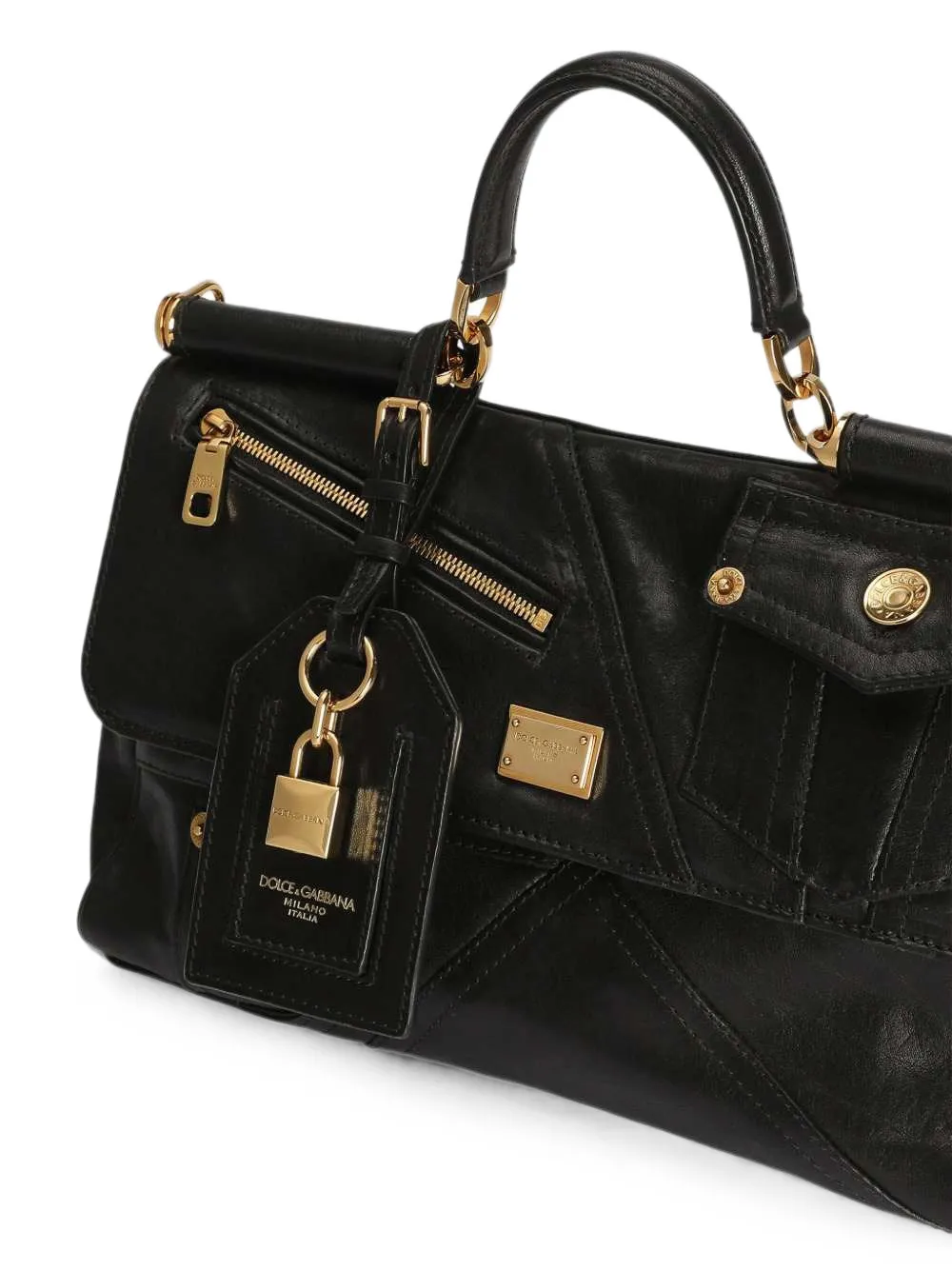 Dolce & Gabbana Medium My Sicily handtas van kalfsleer Zwart