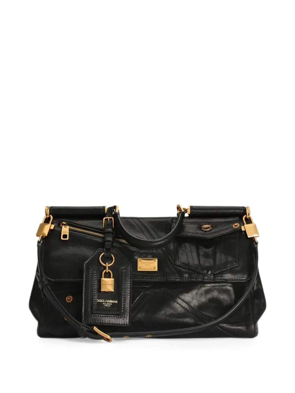 Dolce & Gabbana Medium My Sicily handtas van kalfsleer Zwart