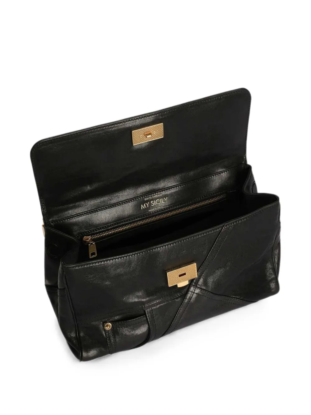 Dolce & Gabbana Medium My Sicily handtas van kalfsleer Zwart