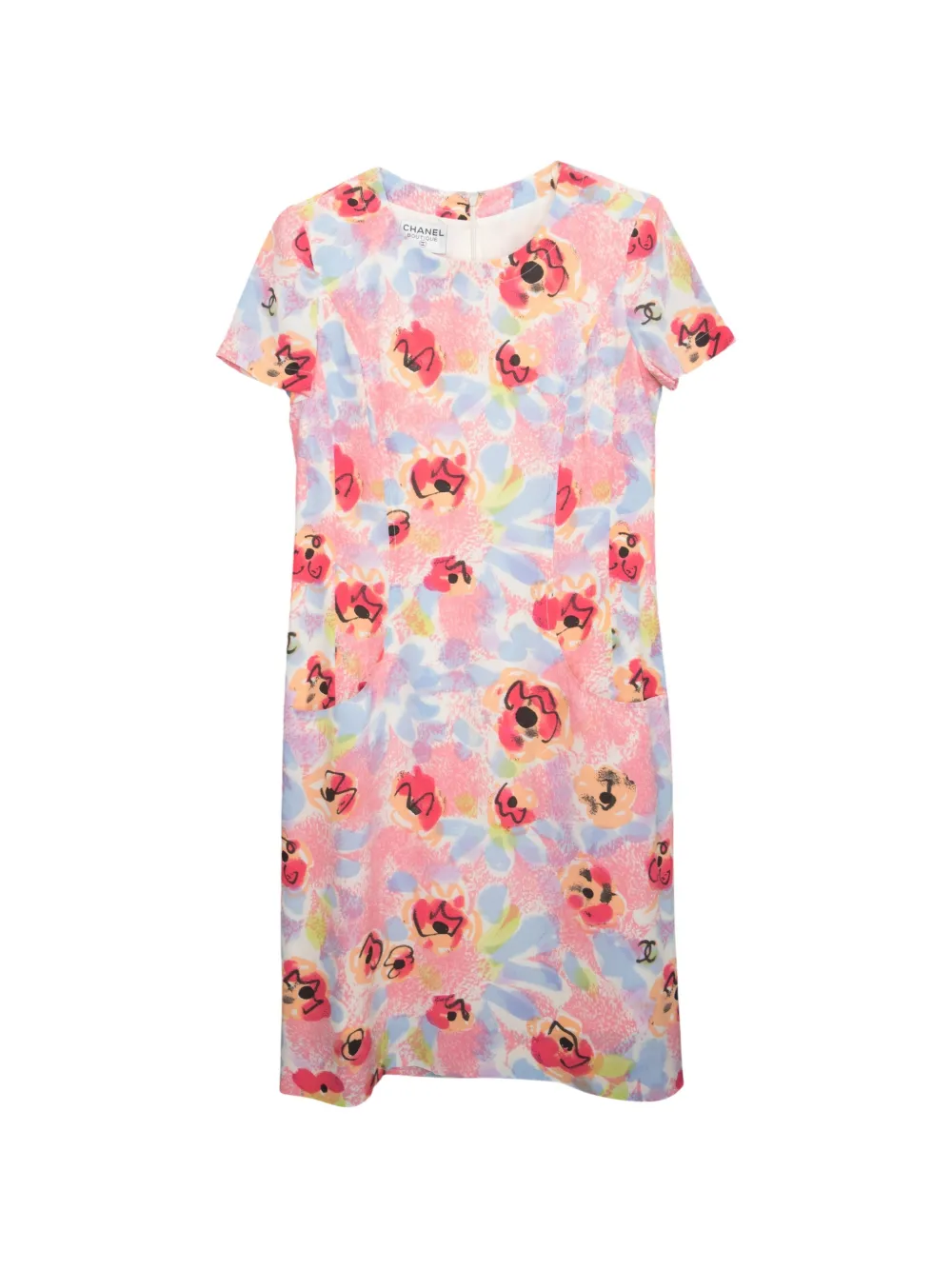 CHANEL Pre-Owned 1997 floral-print silk dress - Rosa