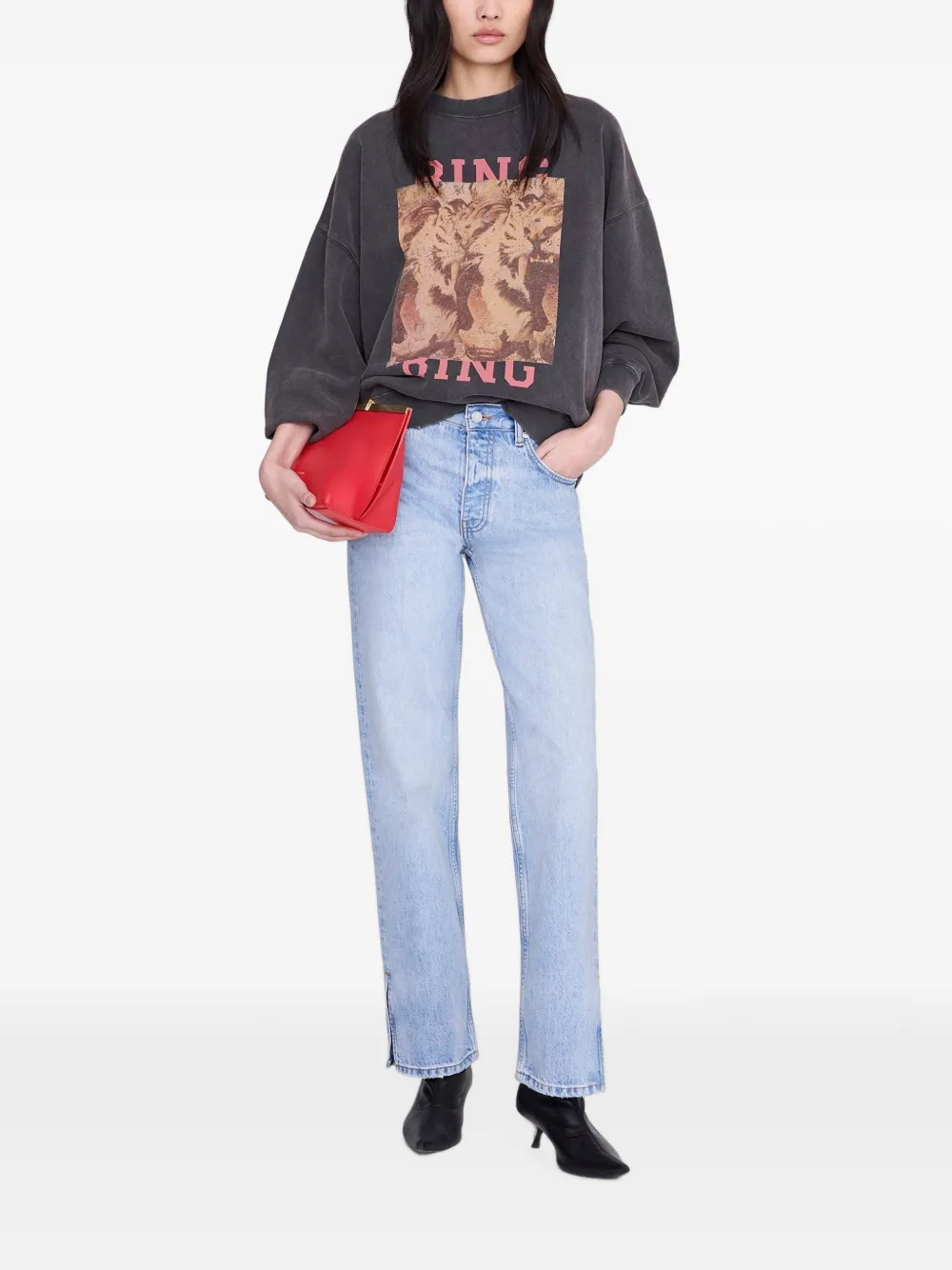ANINE BING Miles Bing sweater met tijger Grijs