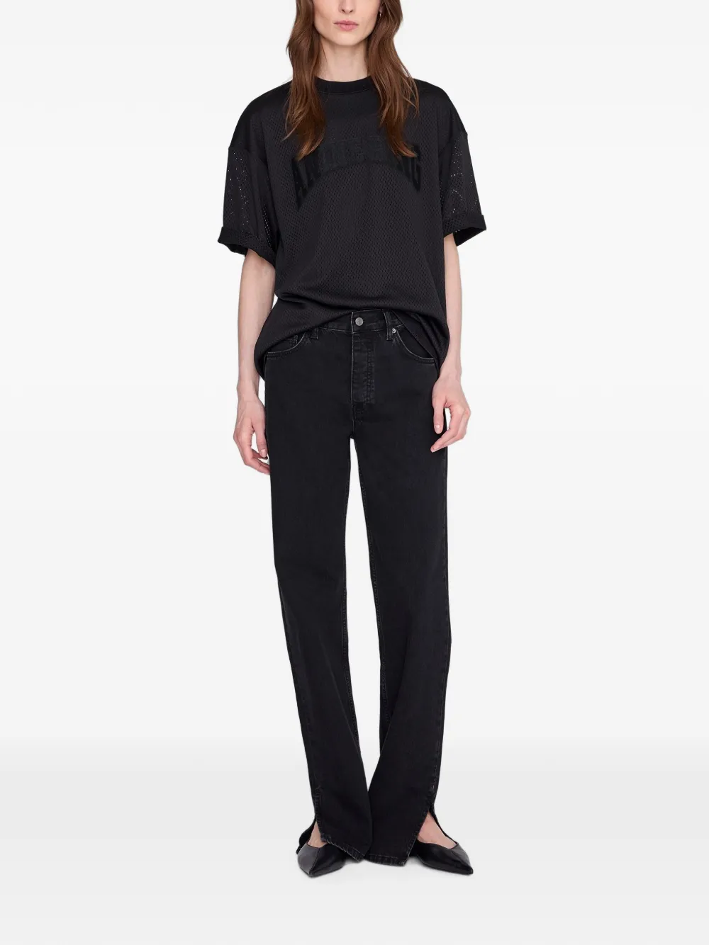 ANINE BING Nell T-shirt met mesh Zwart