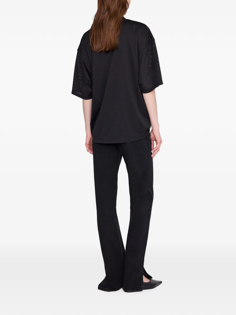 ANINE BING Nell T-shirt met mesh Zwart