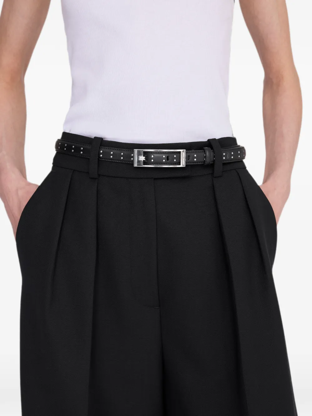ANINE BING Elly soepele leren riem met studs Zwart