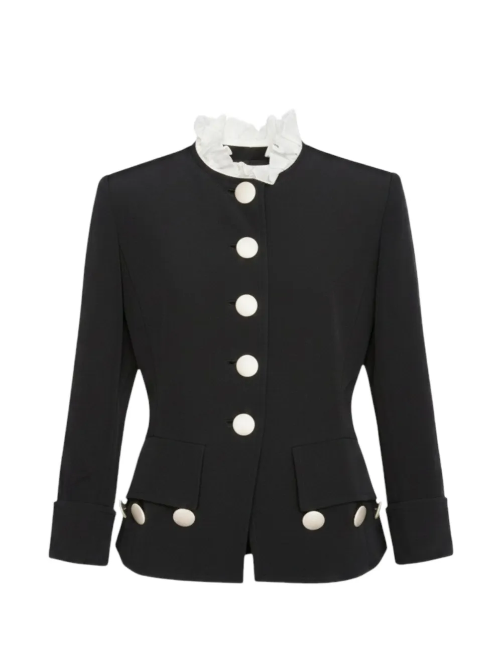 Saint Laurent Pre-Owned veste boutonnée à col volanté (années 1990) - Noir Saint Laurent Pre-Owned veste boutonnée à col volanté (années 1990) - Noir