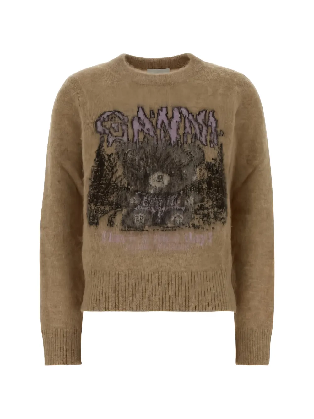 GANNI brushed-knit Teddy sweater - Toni neutri