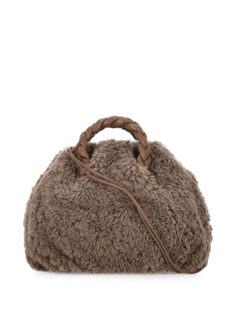 Hereu braided-handle shearling tote bag