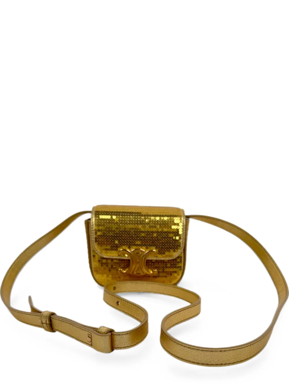 Celine Pre-Owned Mini Triomphe sequin crossbody bag - Gold