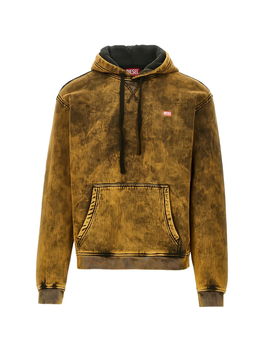 Diesel acid-wash logo-patch hoodie - Giallo