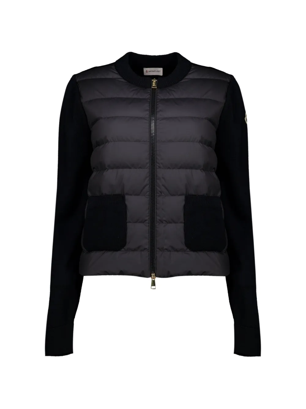 Moncler Wollen gewatteerd vest met rits Zwart