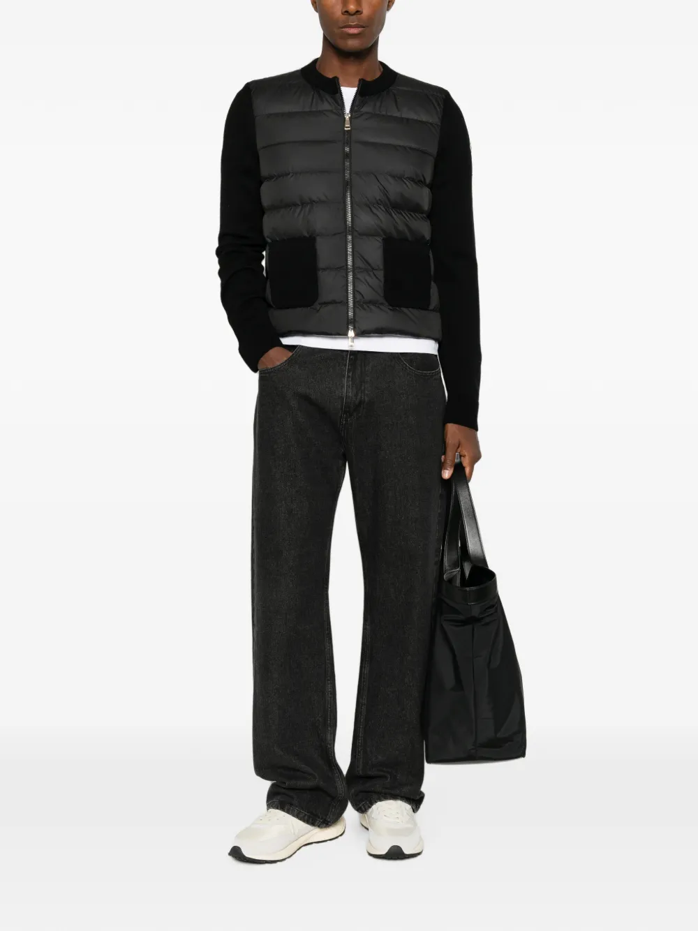 Moncler Wollen gewatteerd vest met rits Zwart