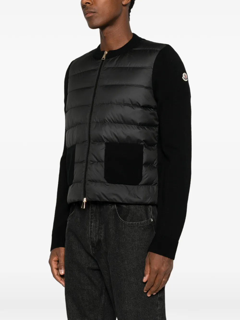 Moncler Wollen gewatteerd vest met rits Zwart