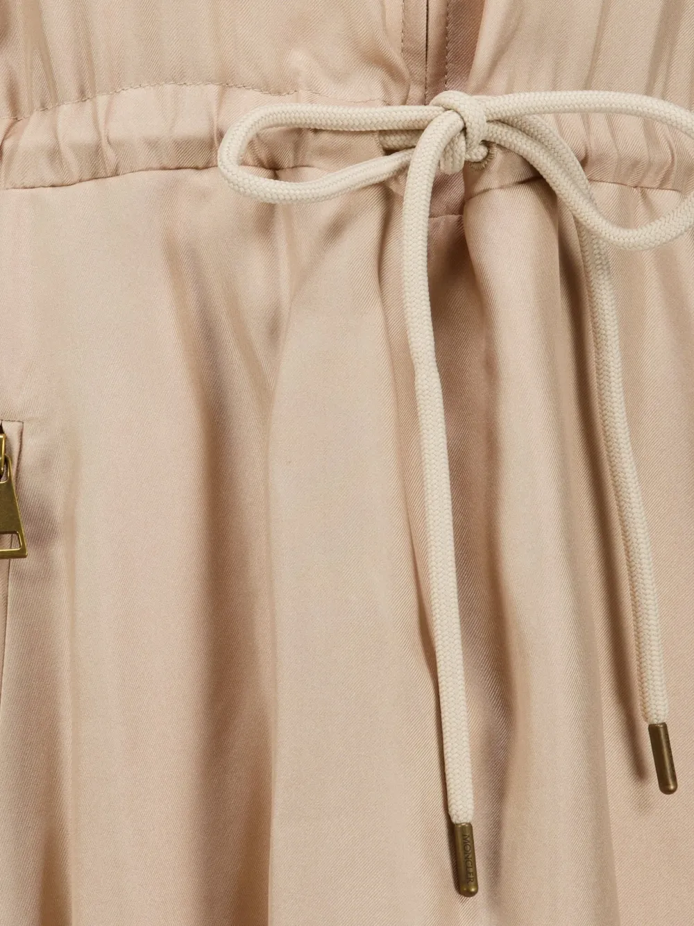 Moncler Silk Twill Mini Shirt Dress in Neutrals, view 3
