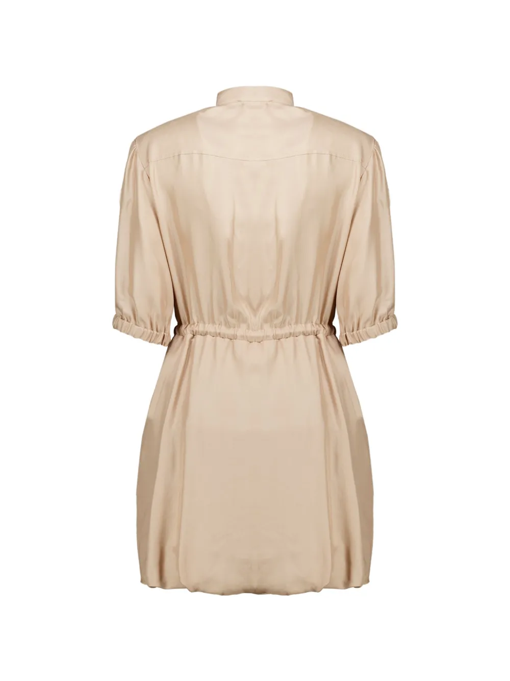 Moncler Silk Twill Mini Shirt Dress in Neutrals, view 2