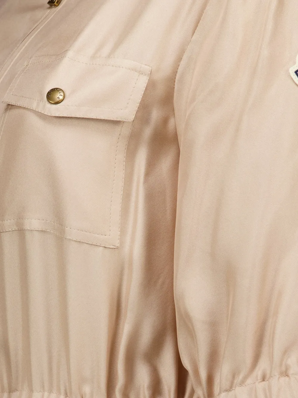 Moncler Silk Twill Mini Shirt Dress in Neutrals, view 4
