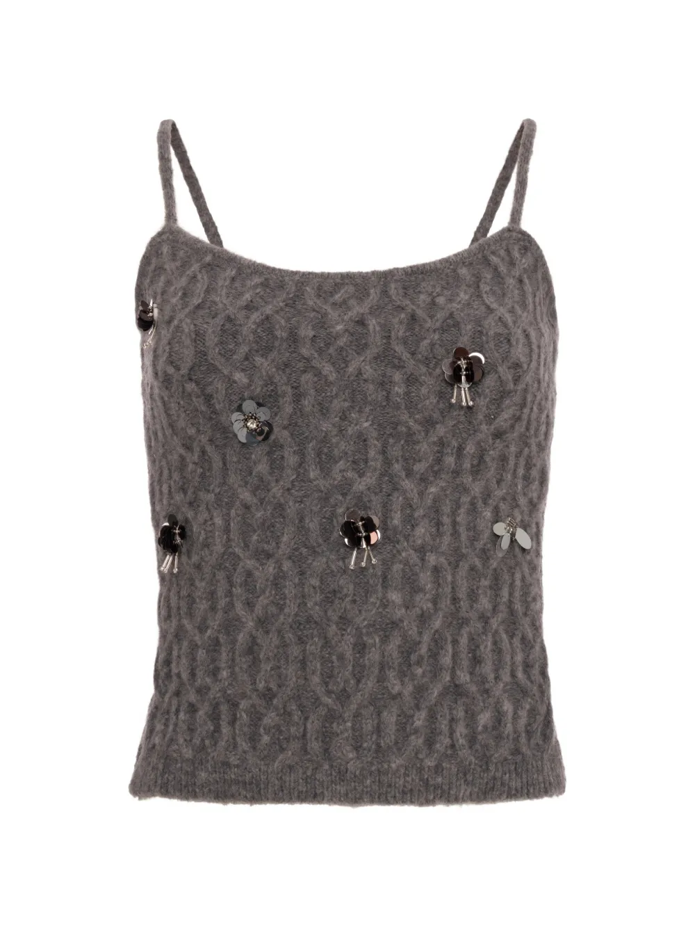 FRACOMINA floral-appliqués cable-knit tank top - Grau