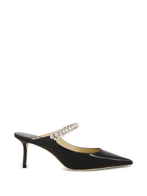 Jimmy Choo Bing 65 black patent-leather mules with crystal strap