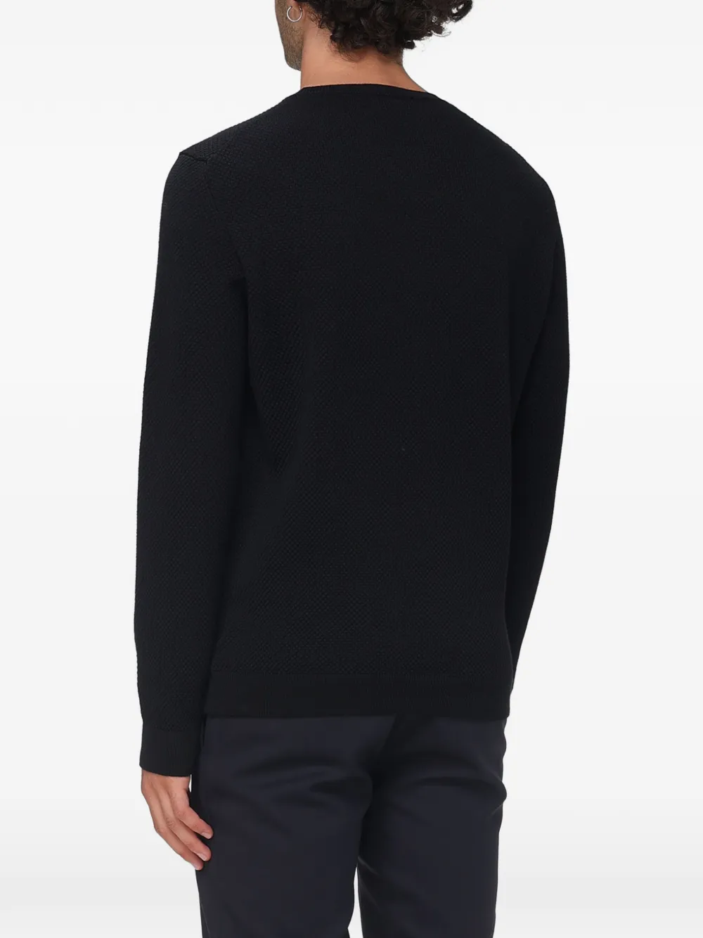 Zanone waffle-knit virgin wool sweater Zwart