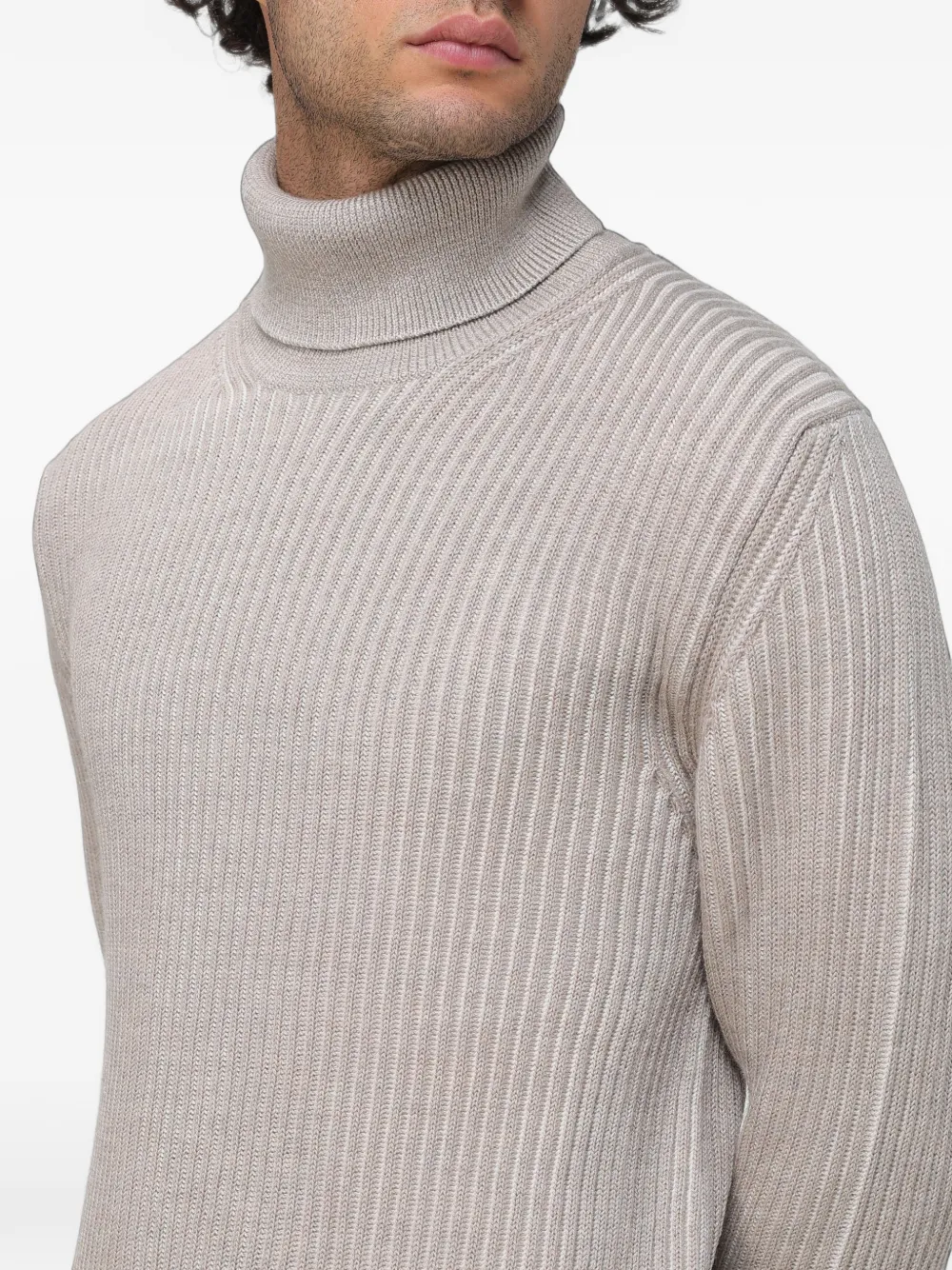 Zanone Ribgebreide coltrui Beige