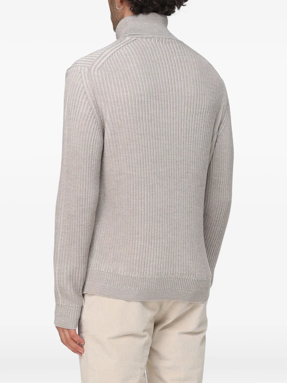 Zanone Ribgebreide coltrui Beige