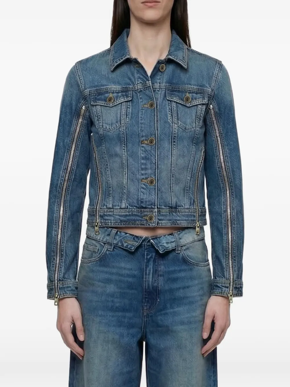 LIU JO zip-detail denim jacket - Blu