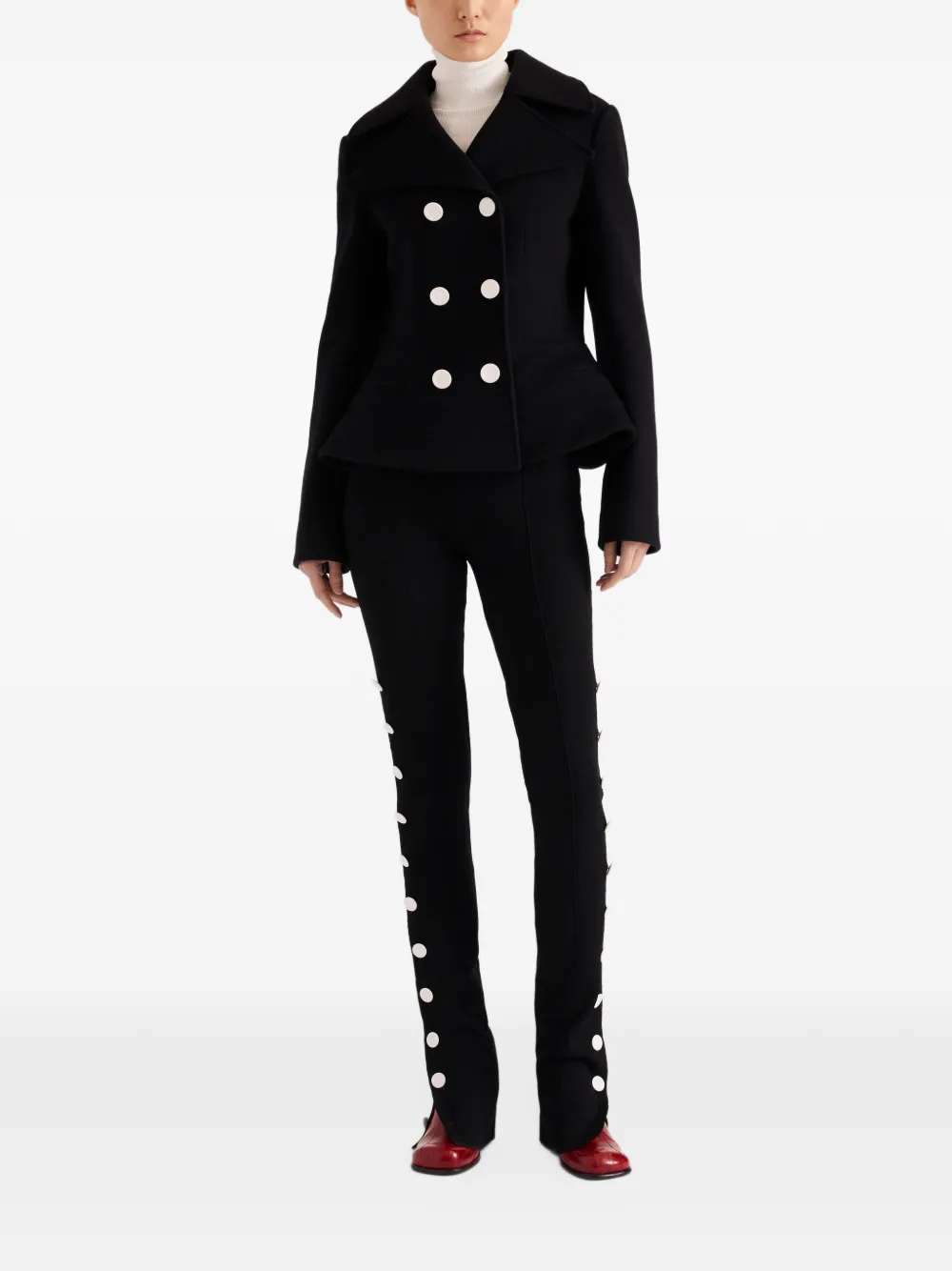 Proenza Schouler Jas met dubbele rij knopen Zwart