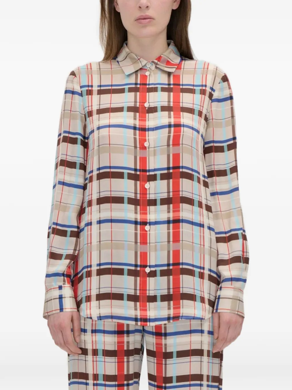 Stine Goya Geruit overhemd Beige
