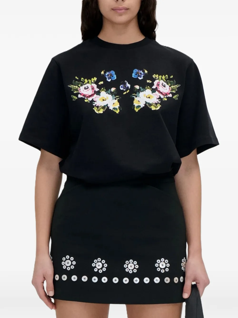 Stine Goya T-shirt met bloemenprint Zwart