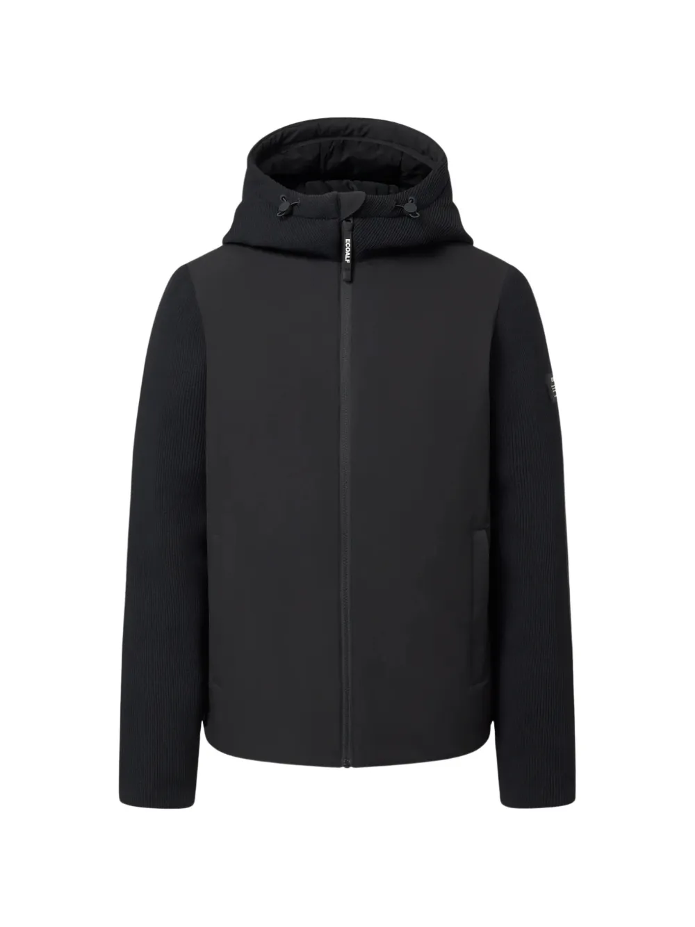 Ecoalf Hooded Panelled Jacket In Black