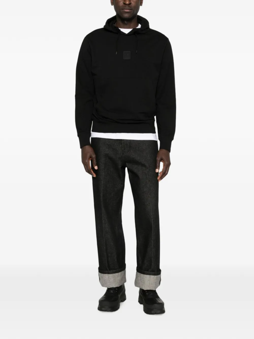 C.P. Company Metropolis Series hoodie met logopatch Zwart