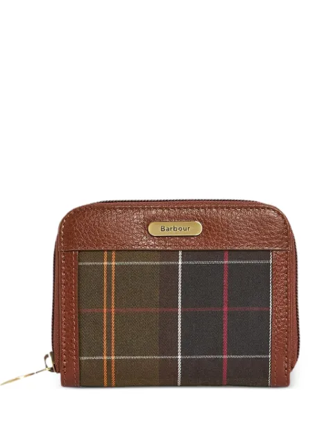 Barbour tartan-panel leather wallet