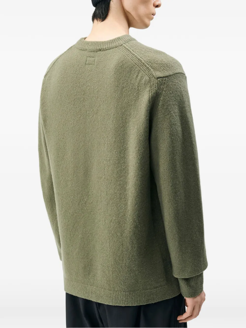 C.P. Company Metropolis Series bouclè extrafine merino crewneck logo sweater Groen