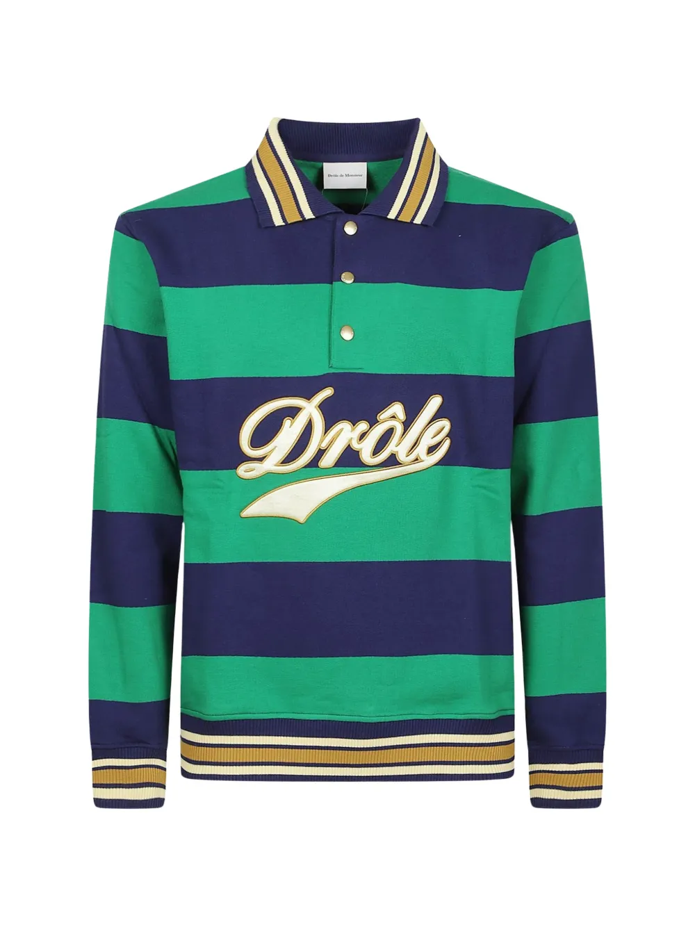 Drôle De Monsieur logo-embroidered striped polo shirt