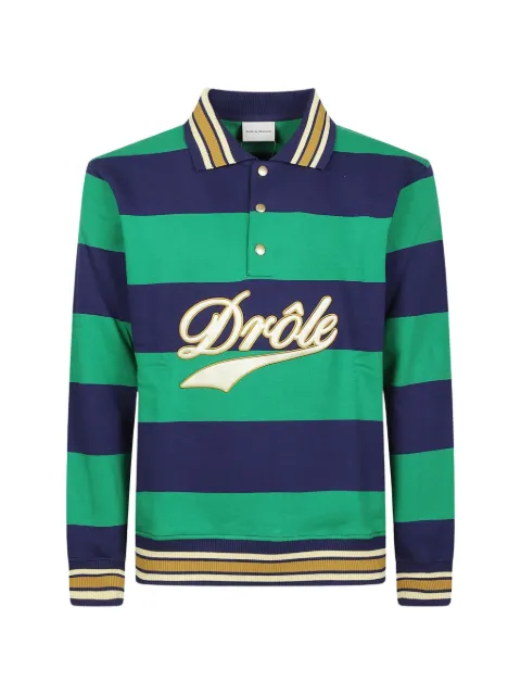 Drôle De Monsieur playera tipo polo con logo bordado y motivo de rayas