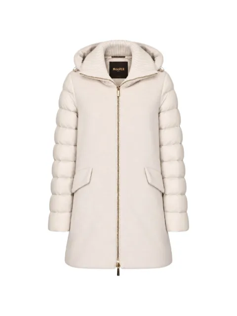 Moorer quilted-sleeve hooded coat