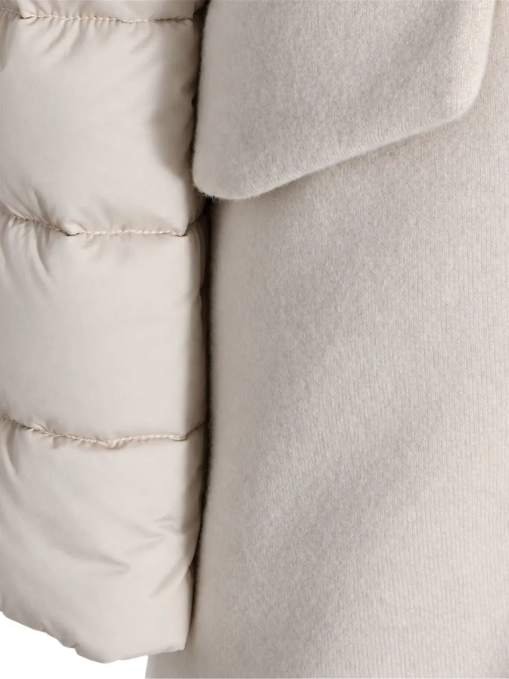 Moorer quilted-sleeve hooded coat Beige
