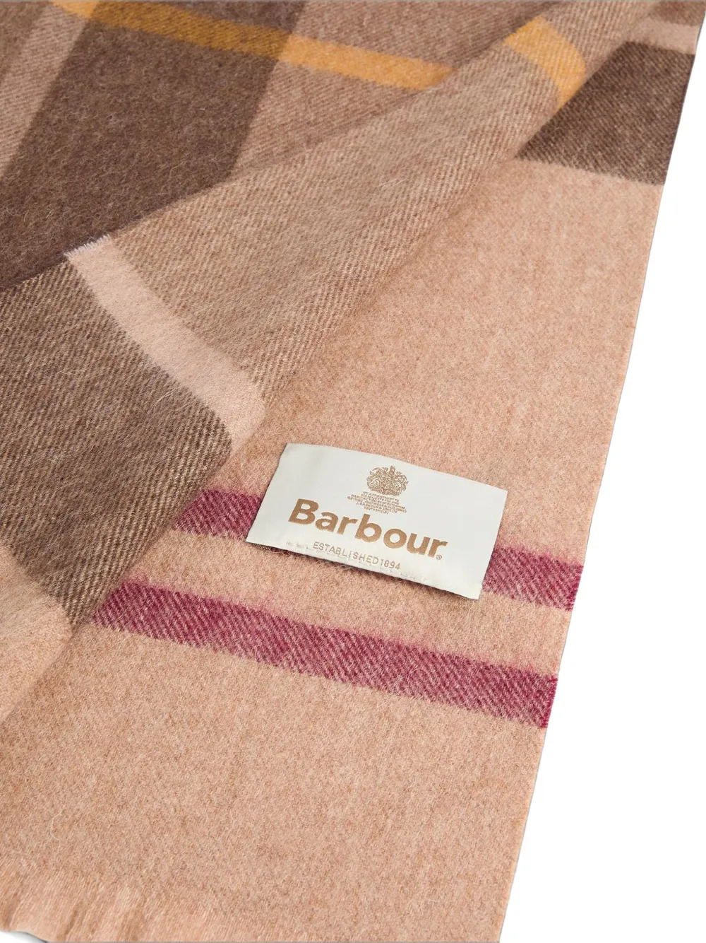 Barbour Rosefield wollen sjaal met tartan ruit Beige