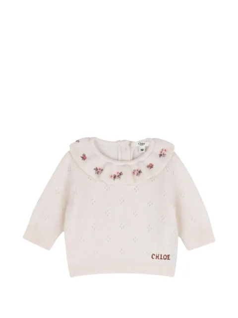 Chloé Kids embroidered pointelle-knit sweater and trousers pyjamas set