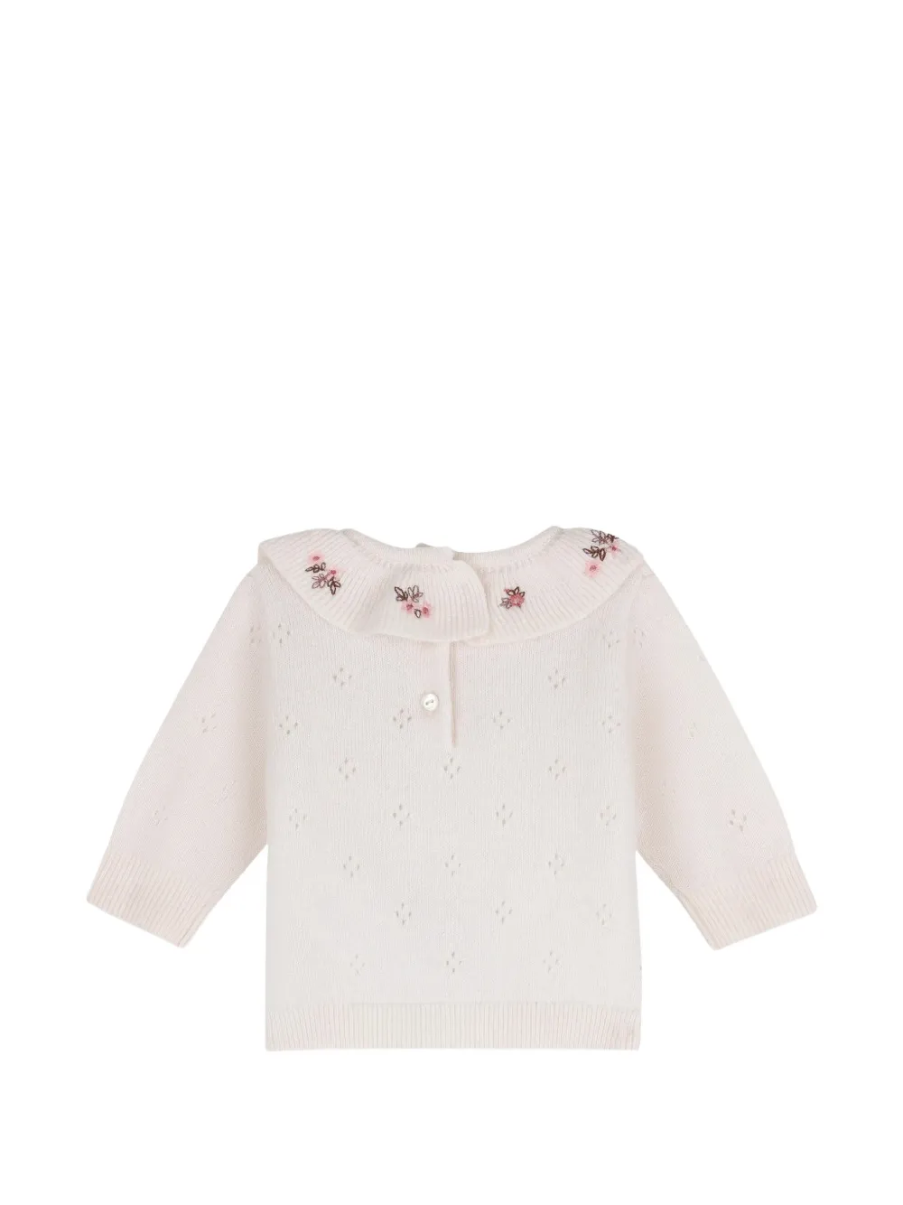 Chloé Kids Pyjamaset met geborduurde pointelle-gebreide trui en broek Beige