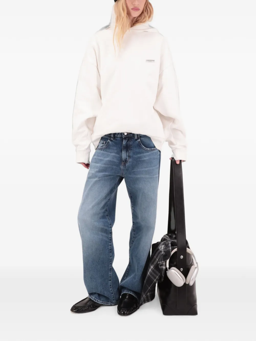 ICON DENIM Bea jeans met vervaagd effect en wijde pijpen Blauw