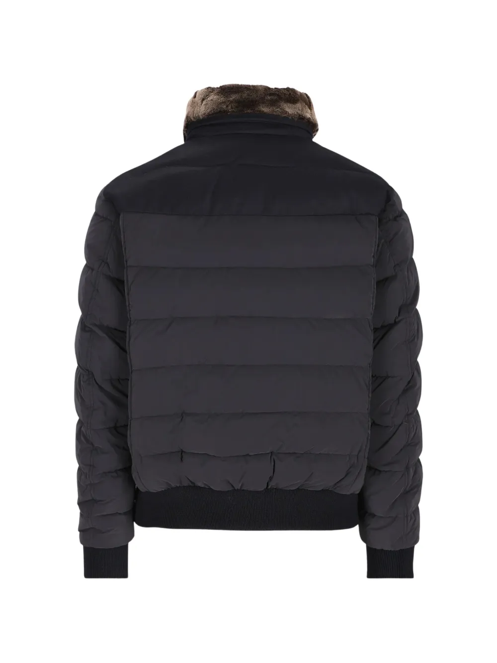Moorer Gewatteerd jack met kraag van bont Blauw