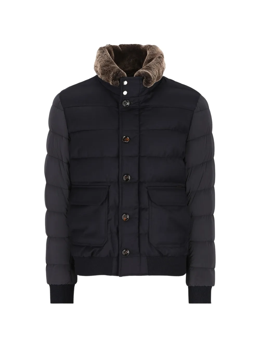 Moorer fur-collar quilted jacket - Blau