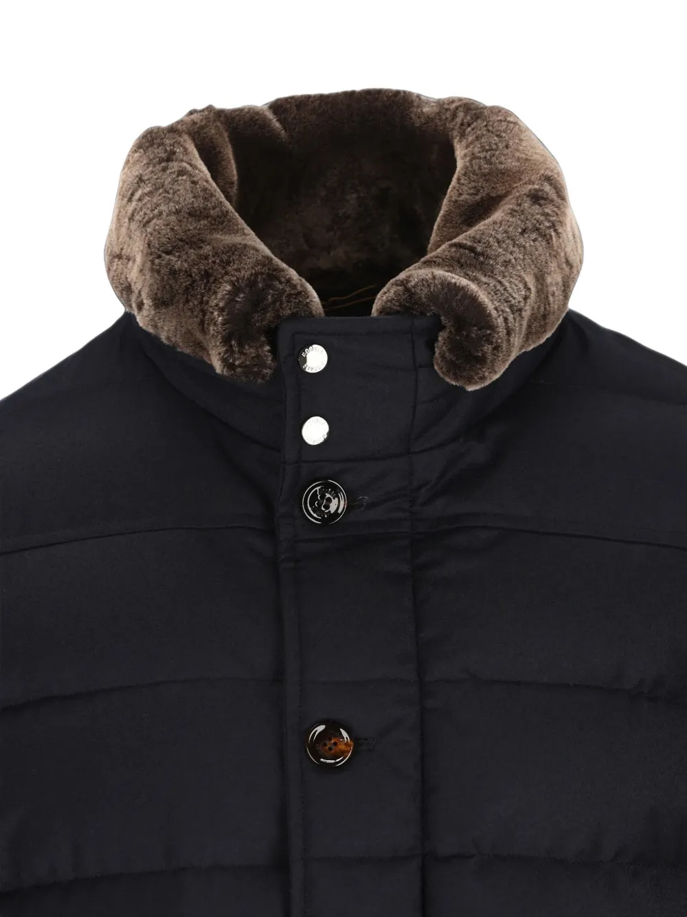Moorer Gewatteerd jack met kraag van bont Blauw