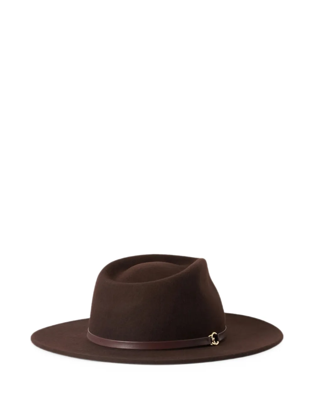Coccinelle Elise fedora hoed met leren afwerking Paars