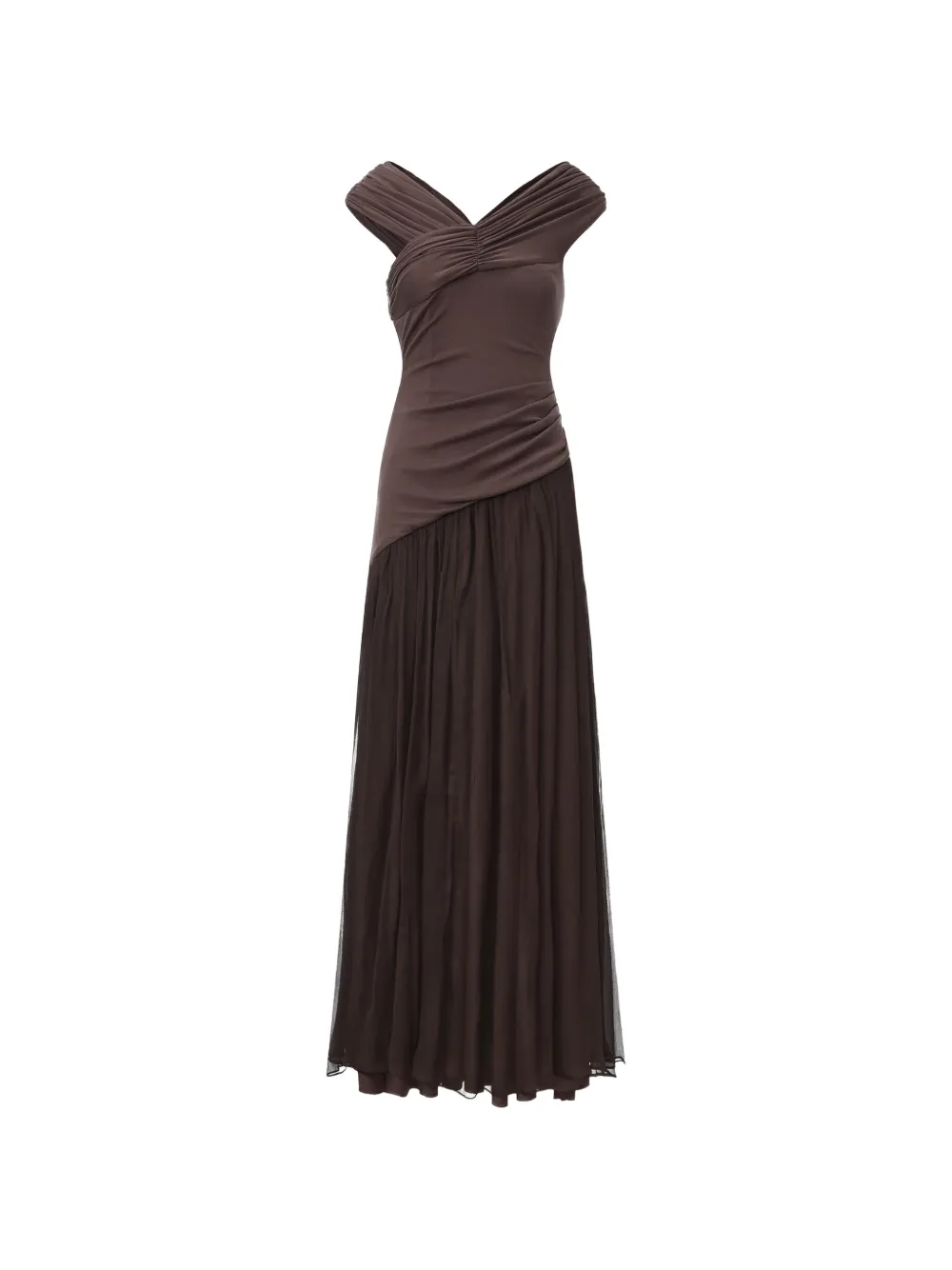 ELYWOOD off-shoulder ruched maxi dress