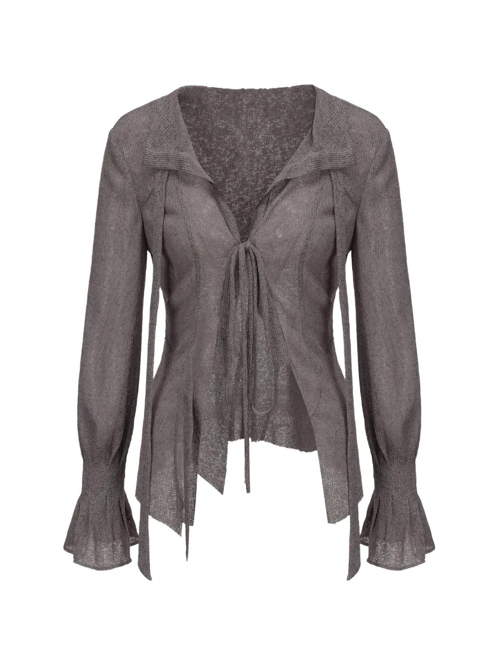 ELYWOOD open-knit tie-fastening cardigan - Grau