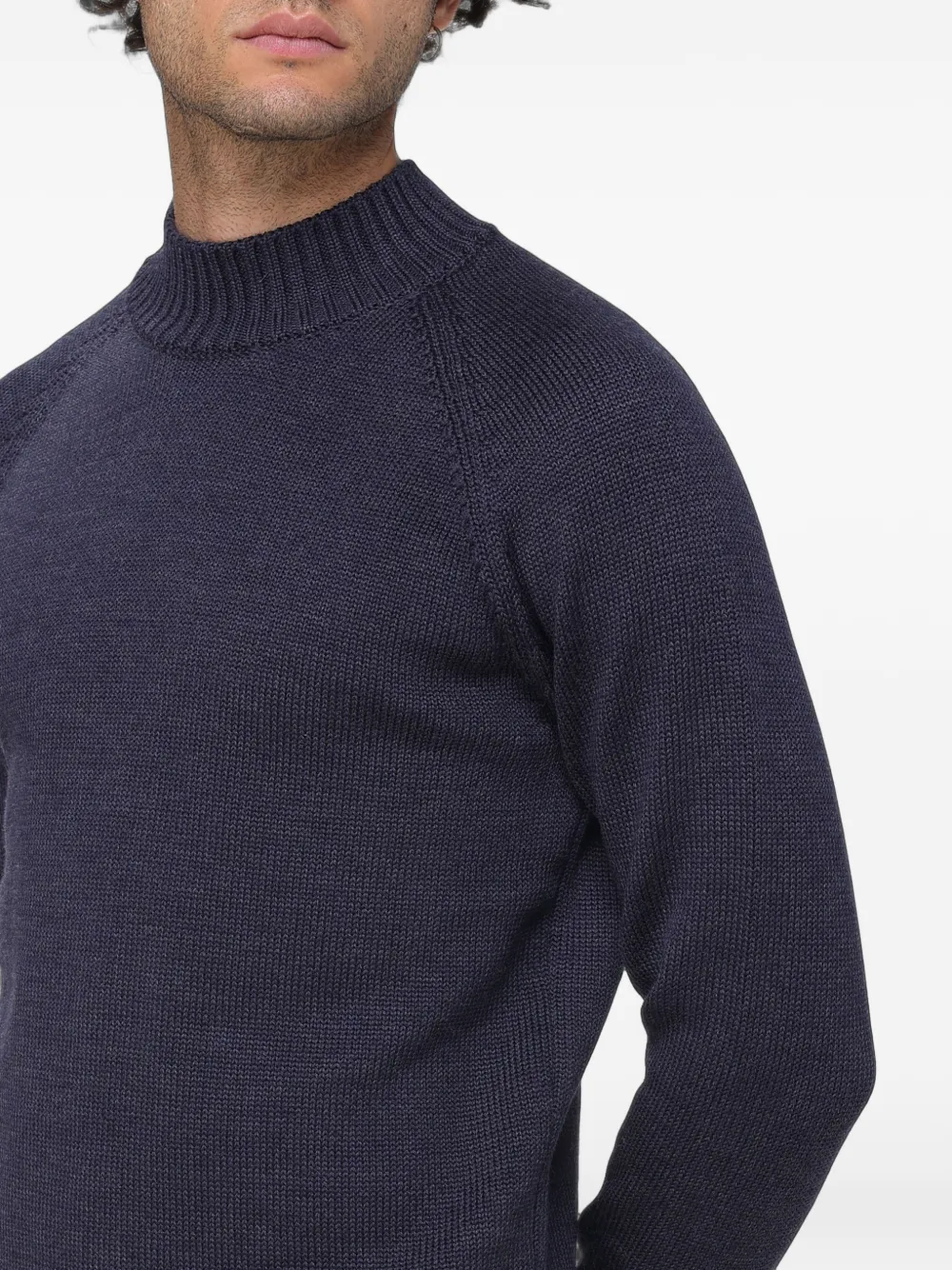 Zanone raglan-sleeve ribbed-trim sweater Blauw