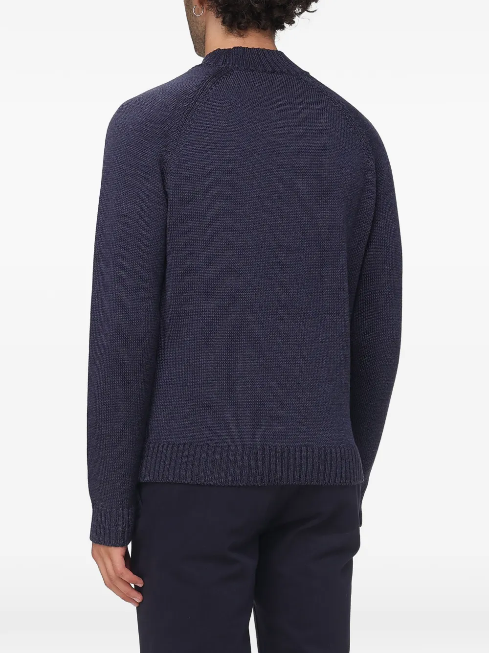 Zanone raglan-sleeve ribbed-trim sweater Blauw
